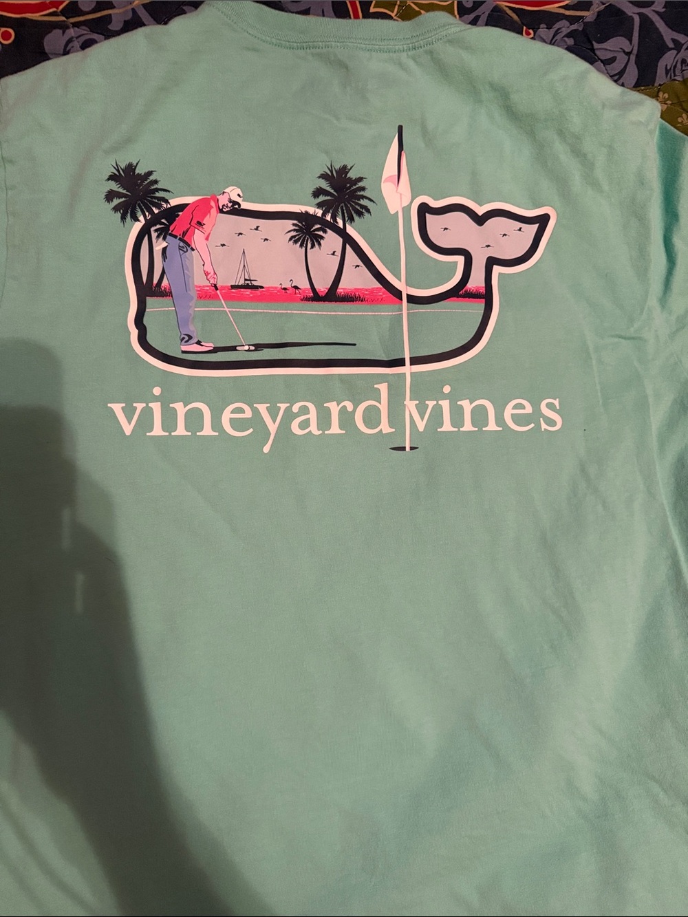 Vineyard Vines Mint Green Whale Golf Graphic Tee - SMALL HOLE